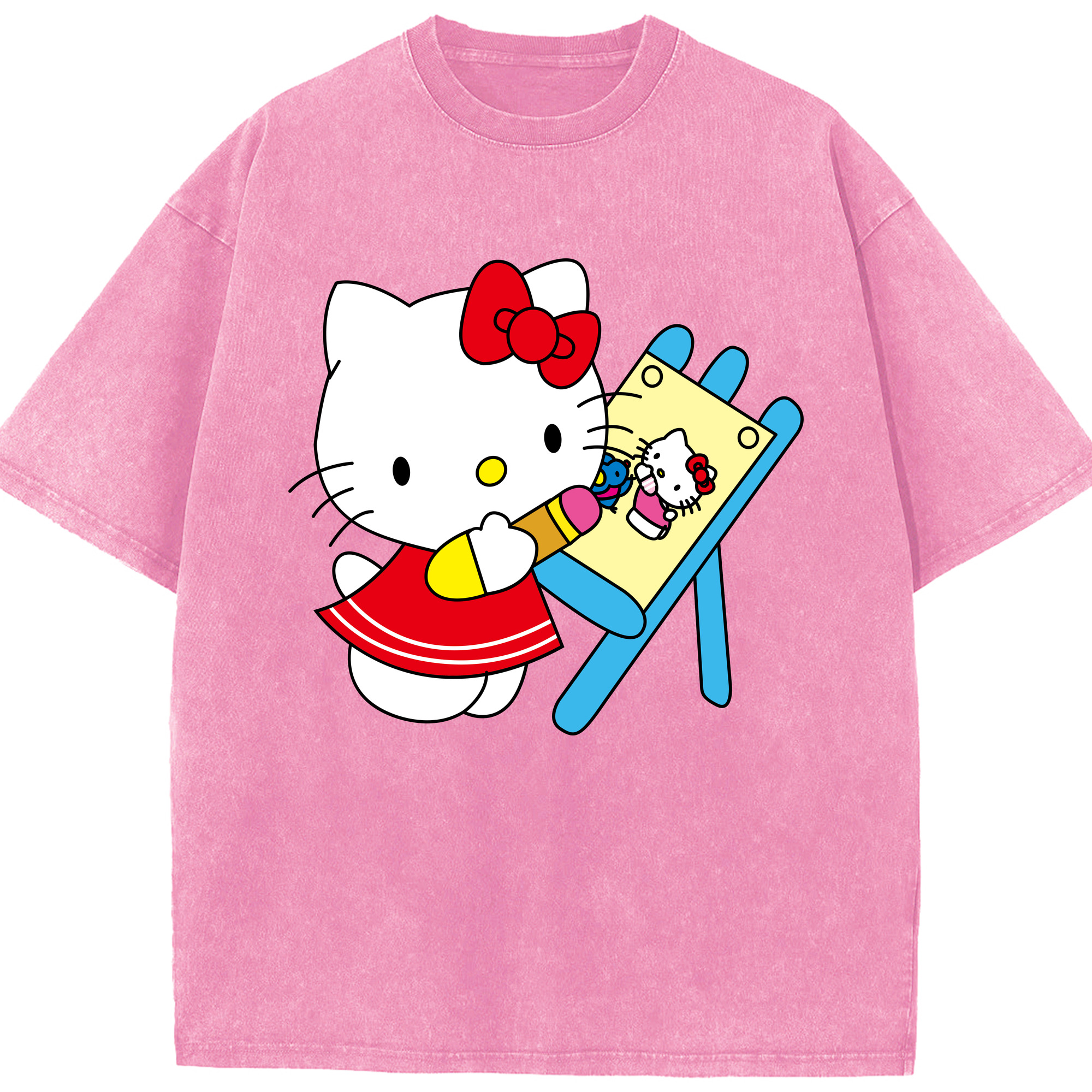 （画像用） Hello Kitty ハローキティ 綿100% ヴィンテージ風 半袖Tシャツ（フロントプリント）